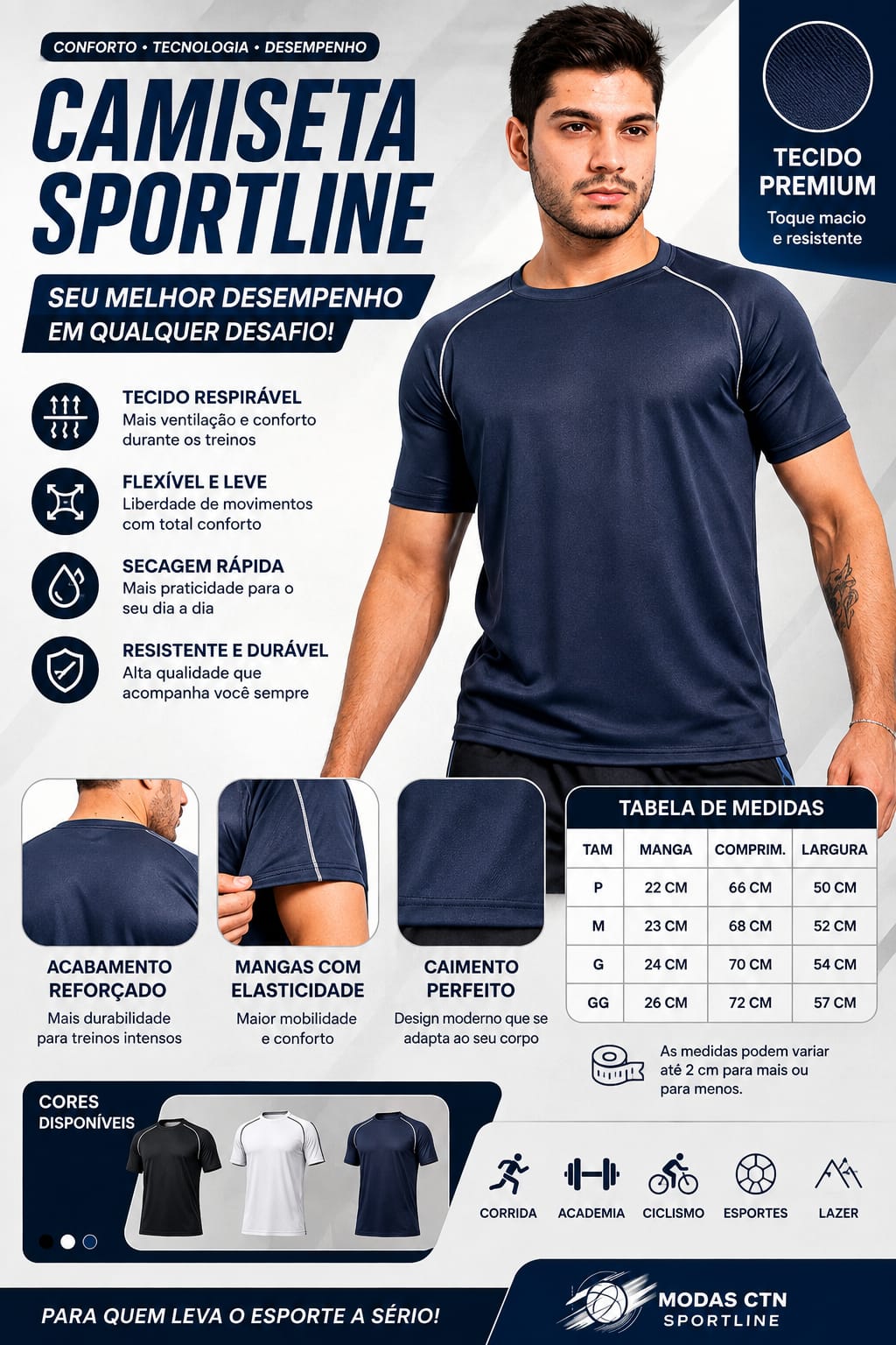 Camiseta Dry Fit Esportiva Masculina Raglan – Academia, Corrida e Treino