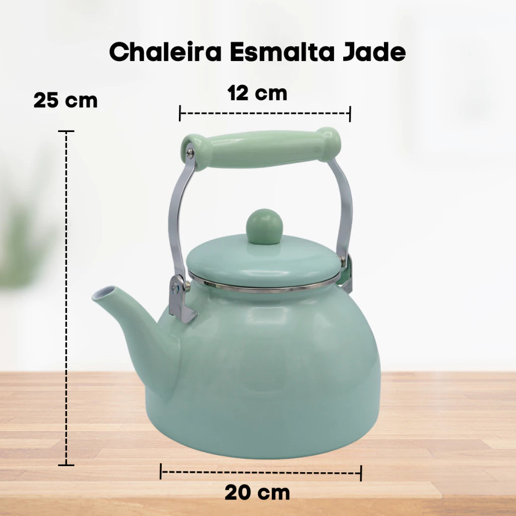 Chaleira Esmaltada A5 Linha Charme 2,5L com Cabo de Porcelana – Para Café, Chá e Chimarrão