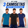 Kit 3 Camisetas Dry Fit Masculino Academia e Treino Com Proteção UV