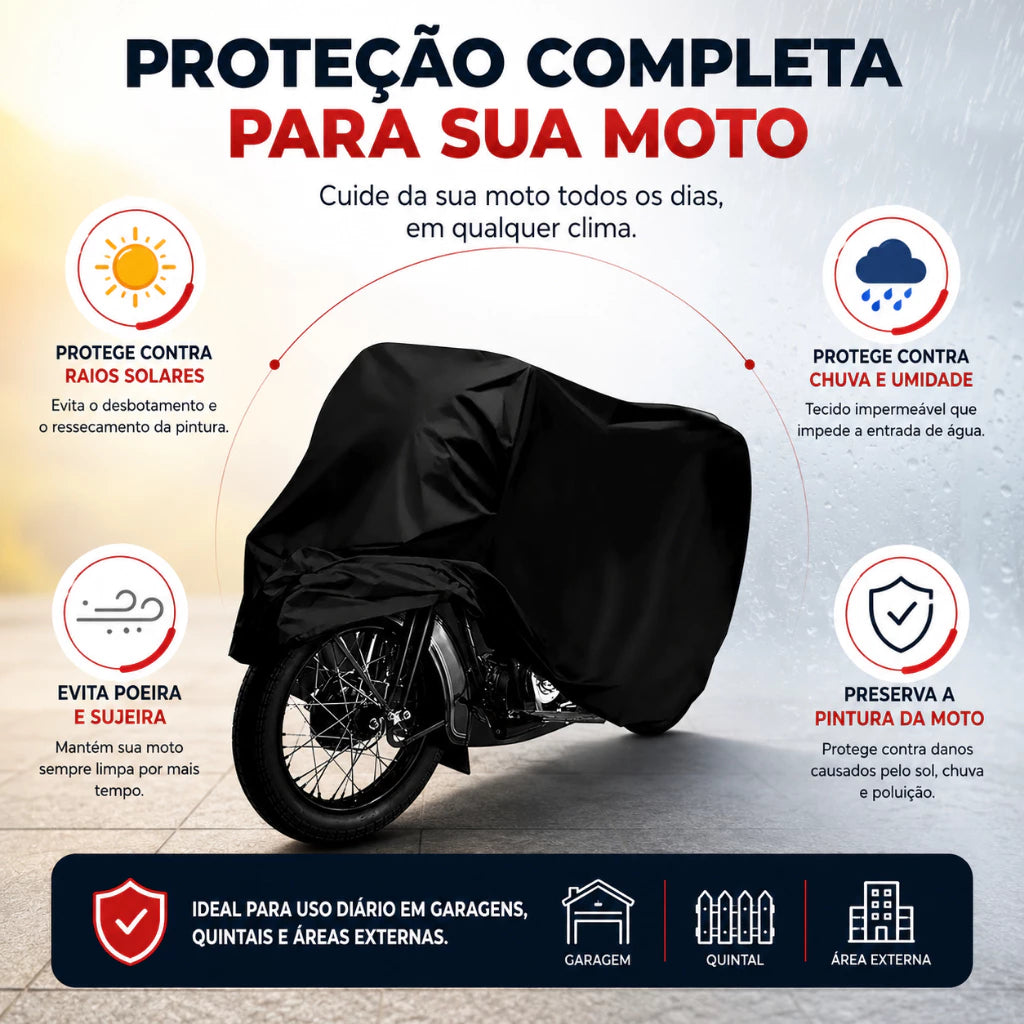 Capa para Moto Impermeável com Proteção Térmica e Elástico – Capa Protetora