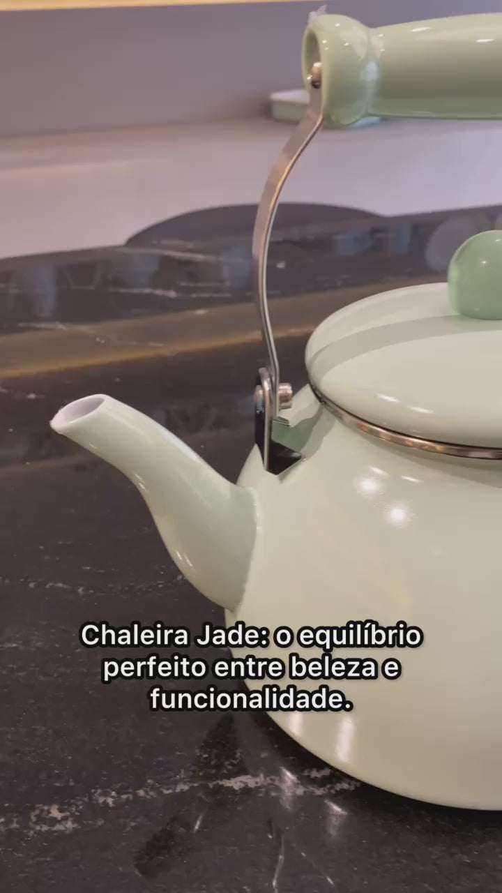 Chaleira Esmaltada A5 Linha Charme 2,5L com Cabo de Porcelana – Para Café, Chá e Chimarrão