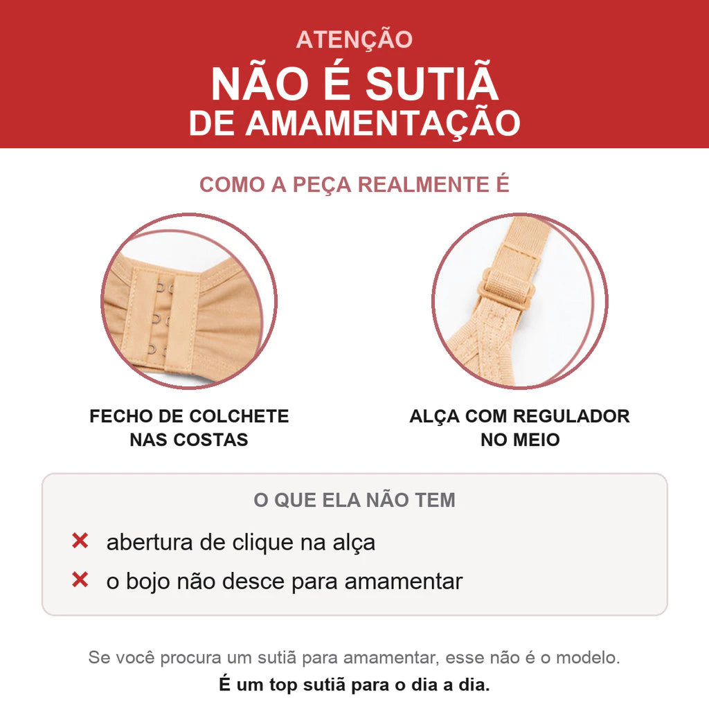 Kit 4 Tops Sutiã com Alça Regulável e Fechamento nas Costas